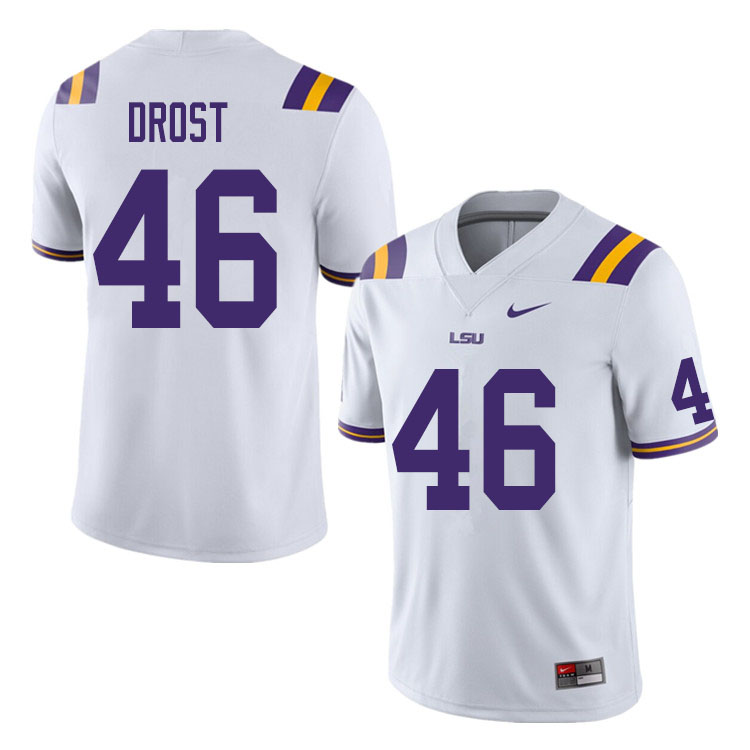 Men #46 Charlie Drost LSU Tigers College Football Jerseys Sale-White - Click Image to Close